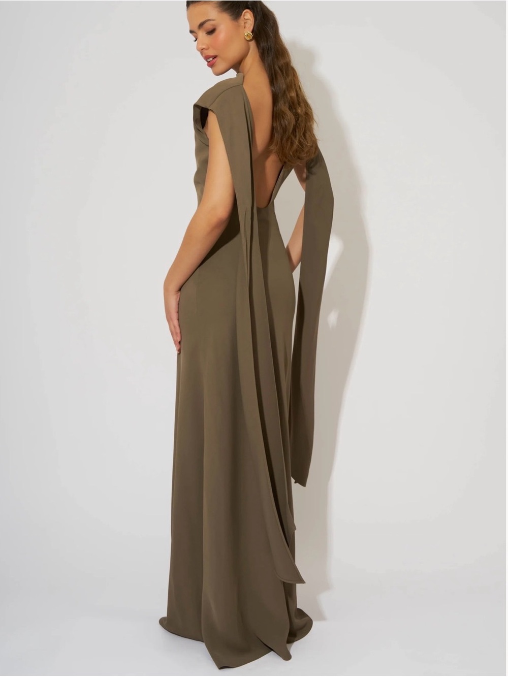 Odd Muse Maxi Dress with Draped Shoulder Panels
